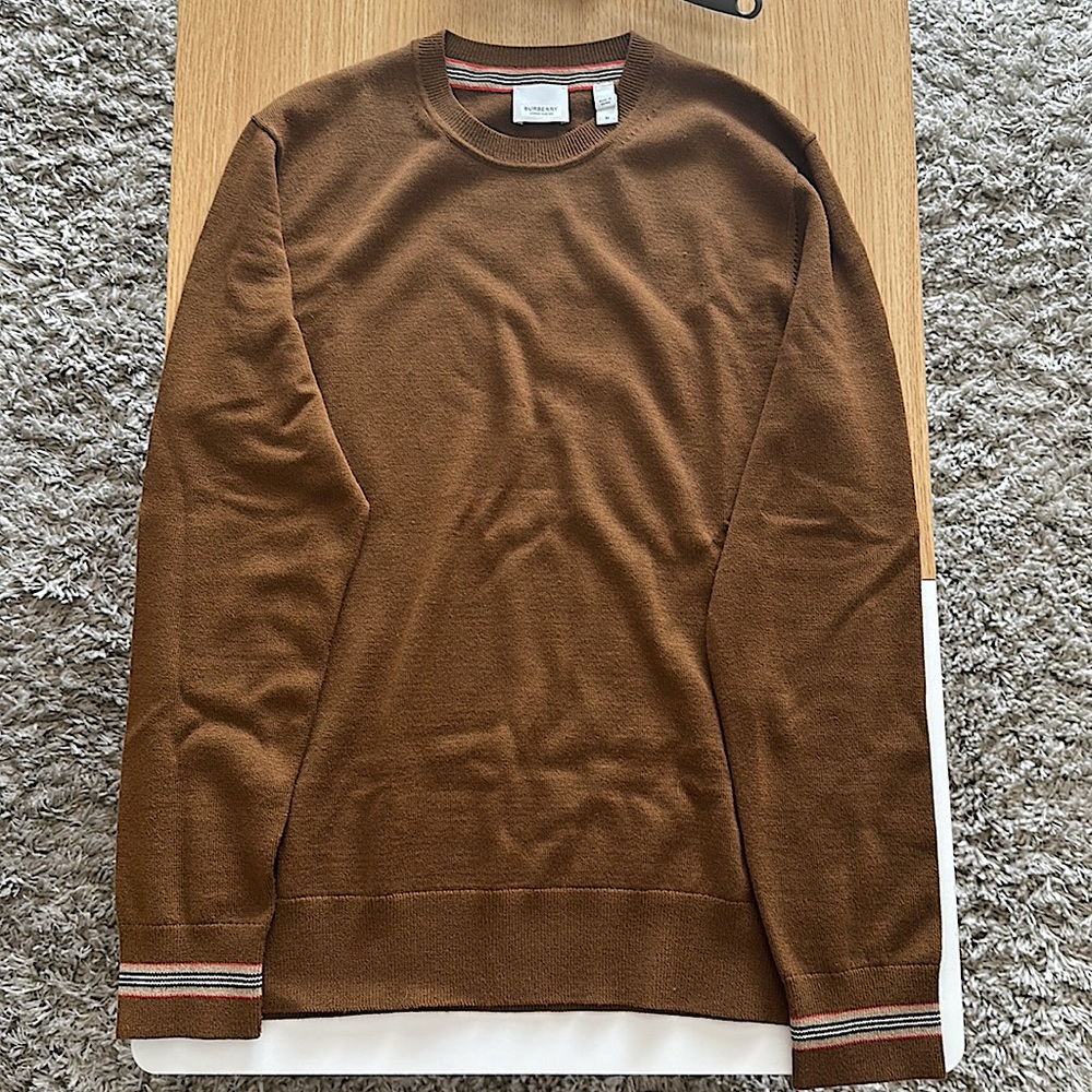 Burberry Icon Strip Trim Wool Sweater